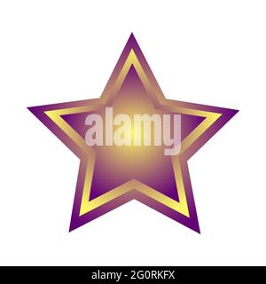 Purple star with yellow ornament on white background, commercial icon, winner star, vector, illustration Stock Vector