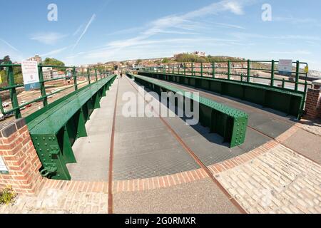 Folkestone Harbour Railway Station wide angle view Stock Photo