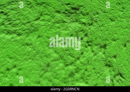 green sculpturesque plaster with decorative indentation finish wall texture and background Stock Photo