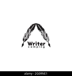 Writer camp logo design vector template Stock Vector