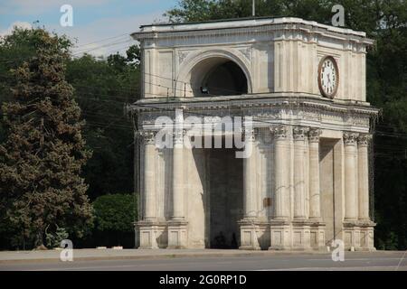 The Triumphal Arch in Chisinau, Moldova Stock Photo