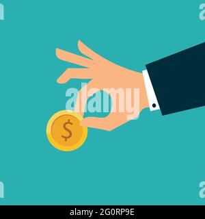 Vector finance concept in flat style, stack of golden coins Stock Vector