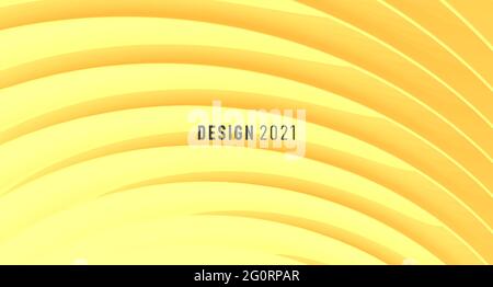 Abstract background with play of light and shadow on mono color yellow backdrop, 3d graphic effect Stock Vector
