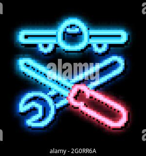 Plane Instruments neon glow icon illustration Stock Vector