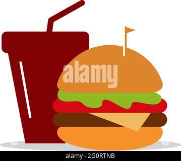 Burger and soft drink logo design vector template Stock Vector