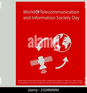 World Telecommunication Day has been celebrated annually on 17 May since 1969, marking the founding of ITU and the signing of the first International Stock Vector