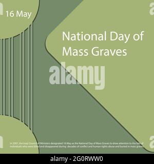 In 2007, the Iraqi Council of Ministers designated 16 May as the National Day of Mass Graves to draw attention to the fate of individuals. Stock Vector