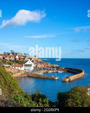 A view towards Crail harbour in the county of Fife, Scotland, UK Stock Photo