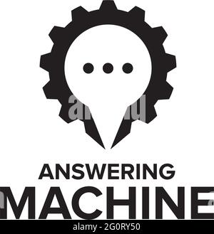Answering machine logo design vector template Stock Vector