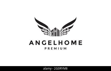 home shape with wings logo symbol vector icon illustration graphic design Stock Vector