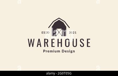 vintage warehouse simple logo symbol vector icon illustration graphic design Stock Vector