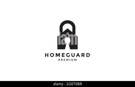 pad lock with home secure  logo symbol vector icon illustration graphic design Stock Vector