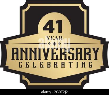 41st year anniversary logo design vector template Stock Vector