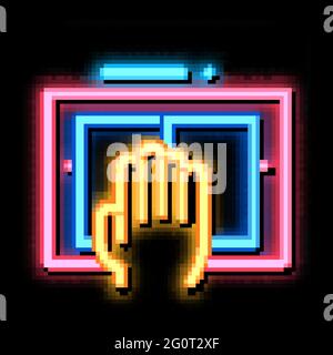 Hand Scanning neon glow icon illustration Stock Vector