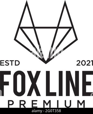 Fox head monoline logo design vector template Stock Vector