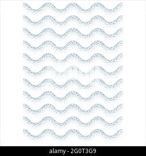 Wave pattern. Waves vintage style abstract drawing background. Hand drawn dotted ripple pattern. Part of set. Stock Vector