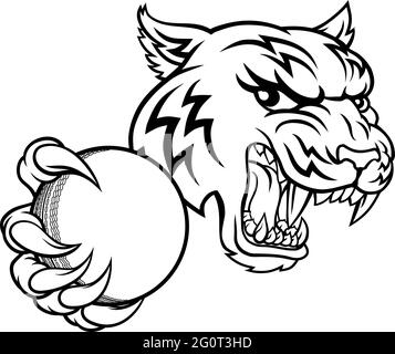 Tiger Cricket Player Animal Sports Mascot Stock Vector