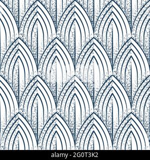 Fish scales vintage, engraving style seamless pattern. Mermaid or dragon scales drawing endless background. Part of set. Stock Vector