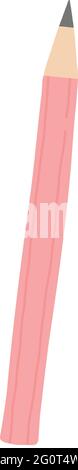 Colorful pink pencil for school or home drawing. Isolated icon on white background. Flat drawn style Stock Vector