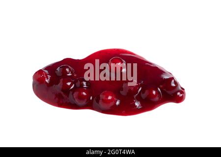 Blot of fresh ripe lingonberry sauce isolated on white background Stock Photo