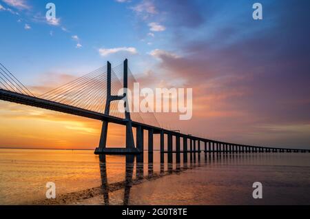 Vasco Da Gama bridge in Lisbon, Portugal Stock Photo
