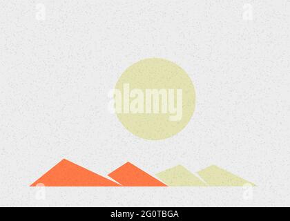 Geometric Mountains silhouette generative art poster illustration Stock Vector