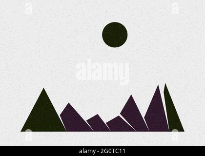 Geometric Mountains silhouette generative art poster illustration Stock Vector