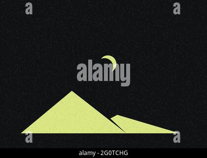 Geometric Mountains silhouette generative art poster illustration Stock Vector