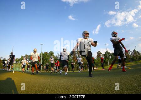 Berlin, Germany. 02nd June, 2021. American Football, ELF, Season 2021,  Training, Berlin Thunder: Quarterback Ashley Bailey of the Berlin Thunder  at training. Head coach Bal is confident in his team two weeks