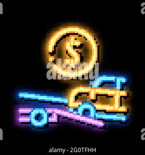 Evacuate Car Coin neon glow icon illustration Stock Vector