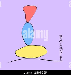 Balance colored stones. Balance concept. Zen stones flat design style. Vector Stock Vector