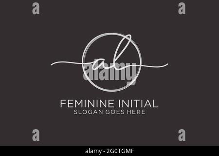 AL handwriting logo with circle template vector logo of initial signature, wedding, fashion, floral and botanical with creative template. Stock Vector