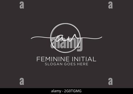 AV handwriting logo with circle template vector logo of initial signature, wedding, fashion, floral and botanical with creative template. Stock Vector
