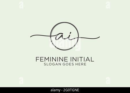 AI handwriting logo with circle template vector logo of initial signature, wedding, fashion, floral and botanical with creative template. Stock Vector
