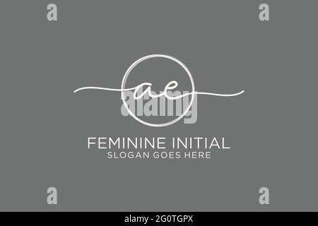 AE handwriting logo with circle template vector logo of initial signature, wedding, fashion, floral and botanical with creative template. Stock Vector