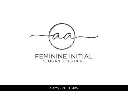 AA handwriting logo with circle template vector logo of initial signature, wedding, fashion, floral and botanical with creative template. Stock Vector
