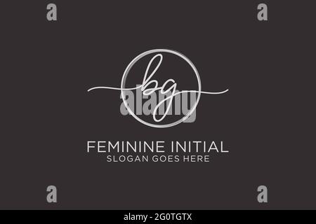 BG handwriting logo with circle template vector logo of initial wedding ...