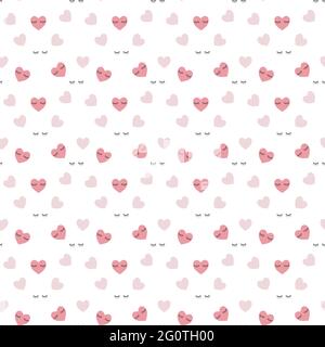 Cute little hearts in seamless pattern. Small heart shapes in different sizes and colors for Valentines Day background. Vector illustration. Stock Vector