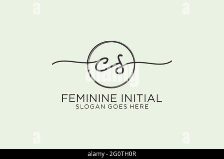 CS handwriting logo with circle template vector logo of initial signature, wedding, fashion, floral and botanical with creative template. Stock Vector