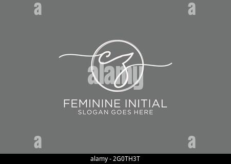 CZ handwriting logo with circle template vector logo of initial signature, wedding, fashion, floral and botanical with creative template. Stock Vector