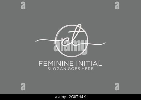 CT handwriting logo with circle template vector logo of initial signature, wedding, fashion, floral and botanical with creative template. Stock Vector