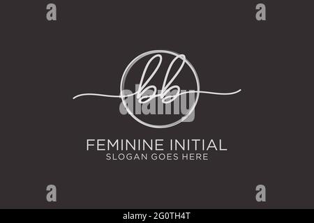 BB handwriting logo with circle template vector logo of initial signature, wedding, fashion, floral and botanical with creative template. Stock Vector
