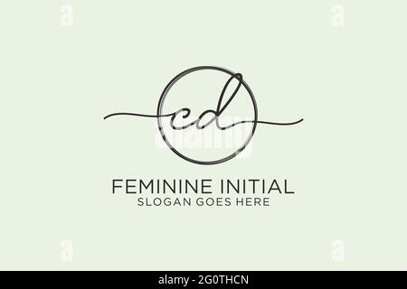 CD handwriting logo with circle template vector logo of initial signature, wedding, fashion, floral and botanical with creative template. Stock Vector