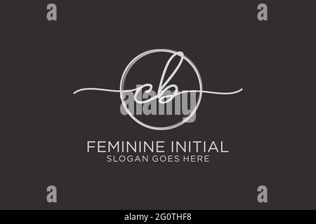 CB handwriting logo with circle template vector logo of initial signature, wedding, fashion, floral and botanical with creative template. Stock Vector