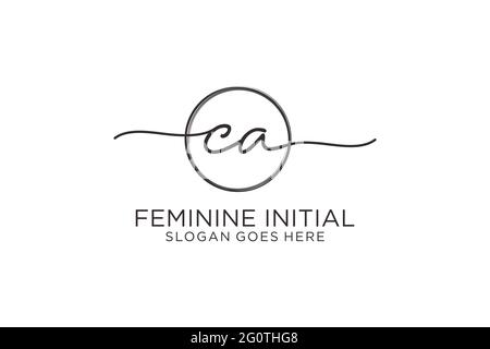 CA handwriting logo with circle template vector logo of initial signature, wedding, fashion, floral and botanical with creative template. Stock Vector