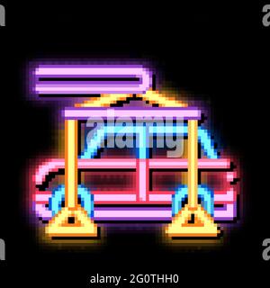 Evacuating Car neon glow icon illustration Stock Vector