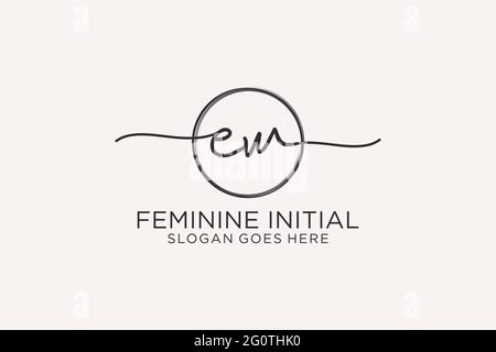 EW handwriting logo with circle template vector logo of initial signature, wedding, fashion, floral and botanical with creative template. Stock Vector