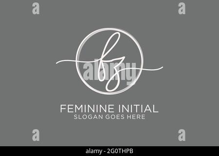 FZ handwriting logo with circle template vector logo of initial signature, wedding, fashion, floral and botanical with creative template. Stock Vector