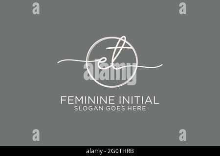 ET handwriting logo with circle template vector logo of initial signature, wedding, fashion, floral and botanical with creative template. Stock Vector