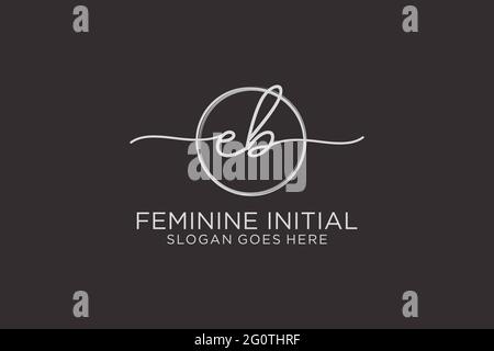 EB handwriting logo with circle template vector logo of initial signature, wedding, fashion, floral and botanical with creative template. Stock Vector